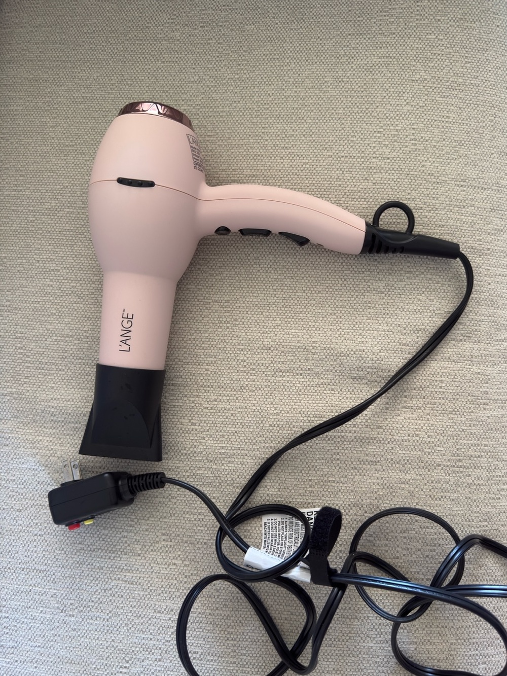 Lange Lightweight Pink Hair Dryer with Black Nozzle